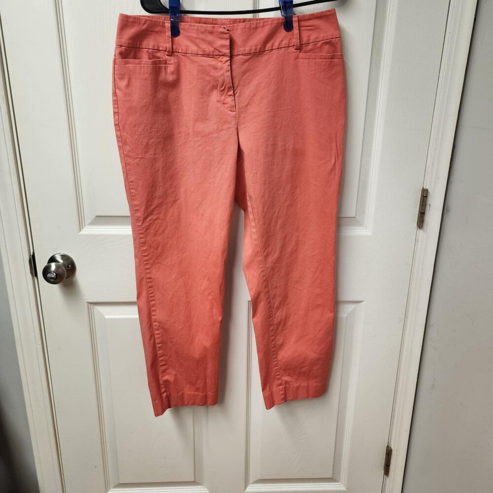 Loft/Ann Taylor Women's Coral/Salmon Curvy Ankle Pants, Size 10, cotton